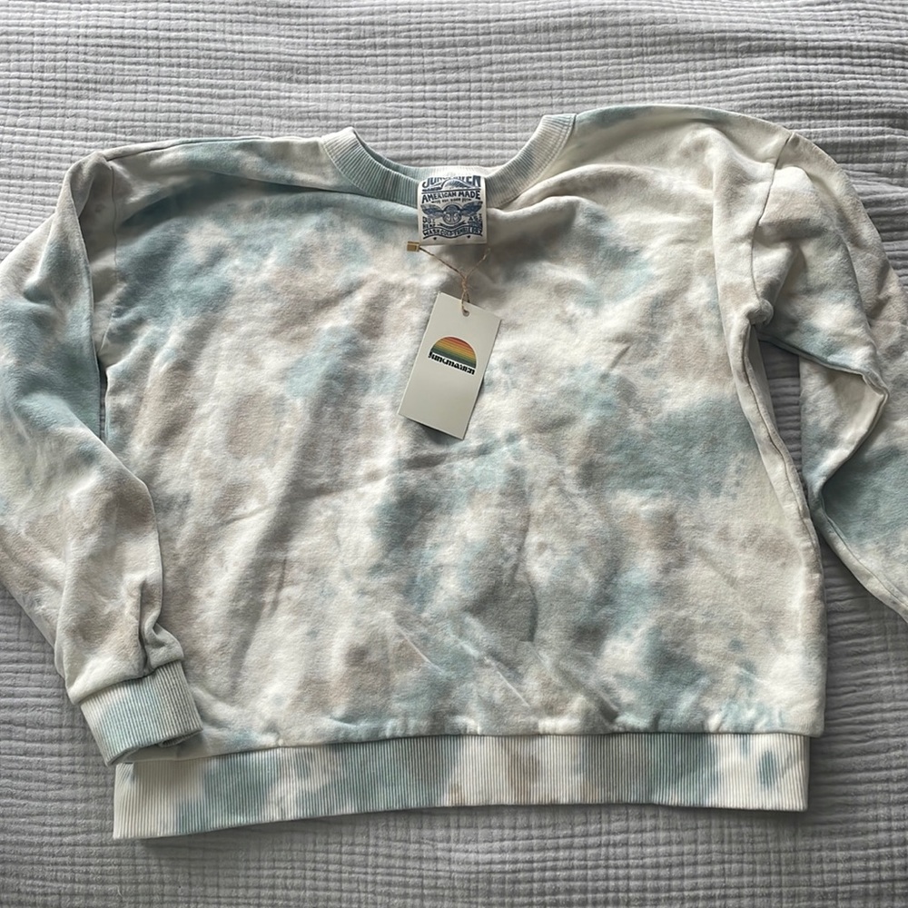 Jungmaven crewneck sweater. Green and khaki tiedye. Size m